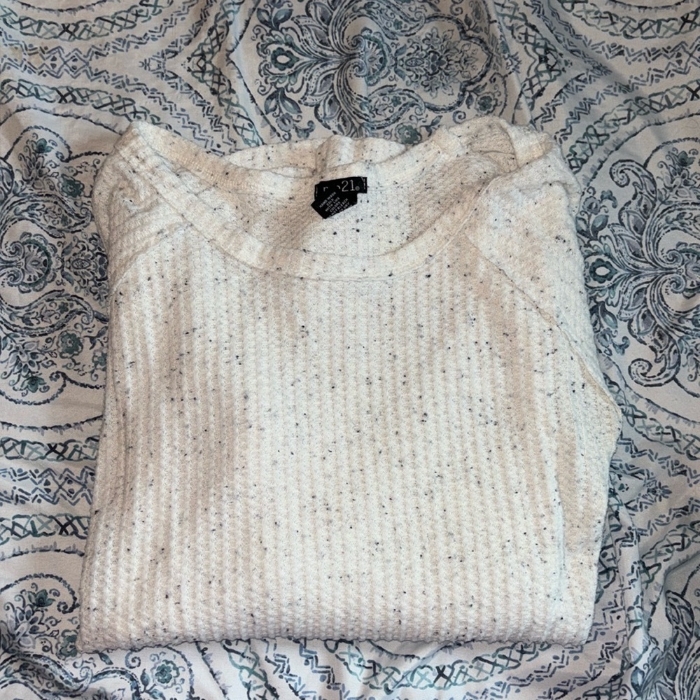 White speckled waffle knit